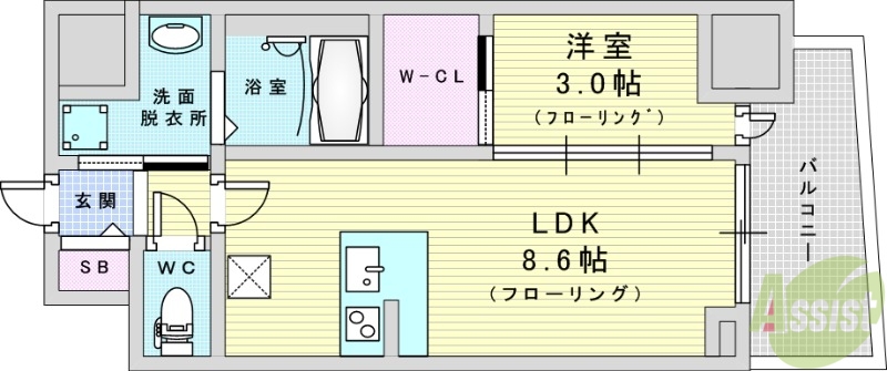 吹田市江坂町のマンションの間取り