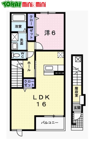 松阪市中林町のアパートの間取り