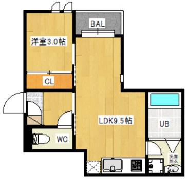 福岡市博多区南本町のアパートの間取り