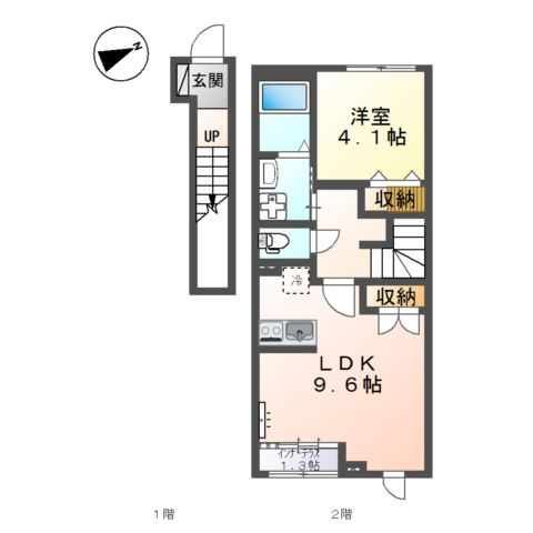 米子市東福原のアパートの間取り