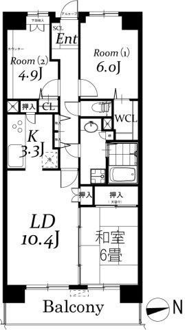 白井市冨士のマンションの間取り