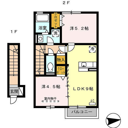 北九州市若松区宮前町のアパートの間取り