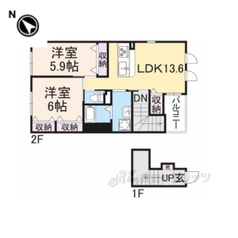 木津川市山城町平尾のアパートの間取り