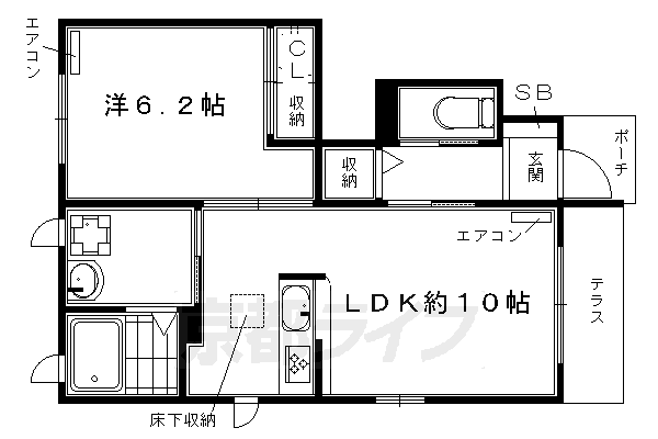 京都市南区上鳥羽勧進橋町のアパートの間取り