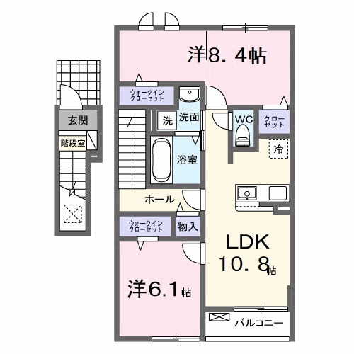 阿南市見能林町のアパートの間取り