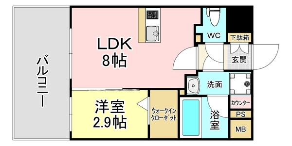 北九州市小倉北区古船場町のマンションの間取り