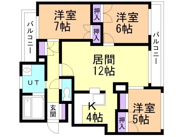 札幌市西区山の手二条のマンションの間取り