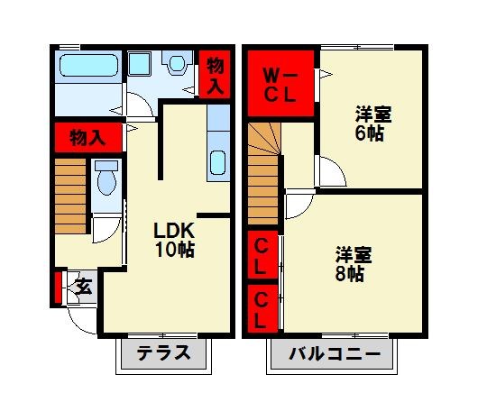 中間市大字垣生のアパートの間取り