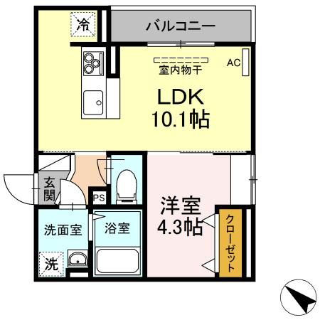 新潟県新潟市中央区川端町４の賃貸アパートの間取り