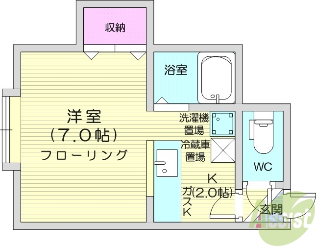 地下鉄東豊線 元町駅 徒歩10分 3階建 築33年の間取り写真