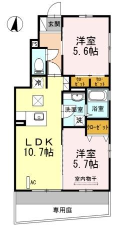 ＪＲ山陽本線 五日市駅 徒歩39分 2階建 築13年の間取り写真