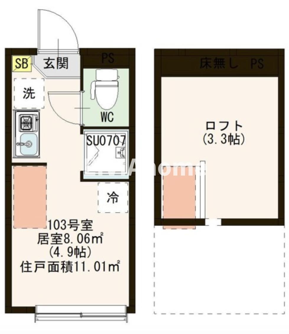 東急池上線 池上駅 徒歩9分 2階建 築2年の間取り写真
