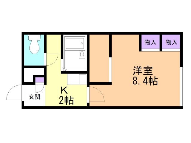 函館市金堀町のアパートの間取り