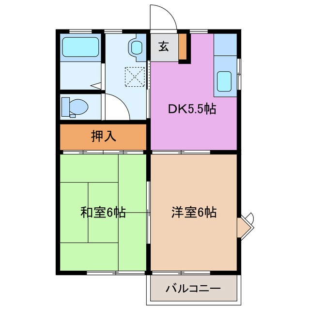 津市白塚町のアパートの間取り