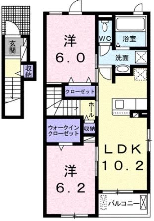 東近江市中野町のアパートの間取り