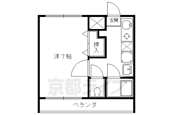 京都市右京区嵯峨天龍寺角倉町のマンションの間取り