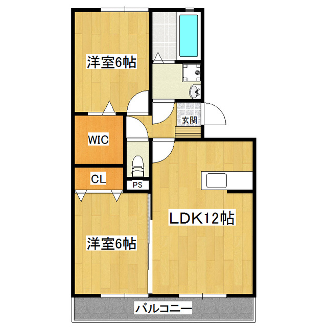 土浦市西根西のアパートの間取り