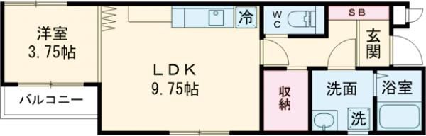 枚方市走谷のアパートの間取り