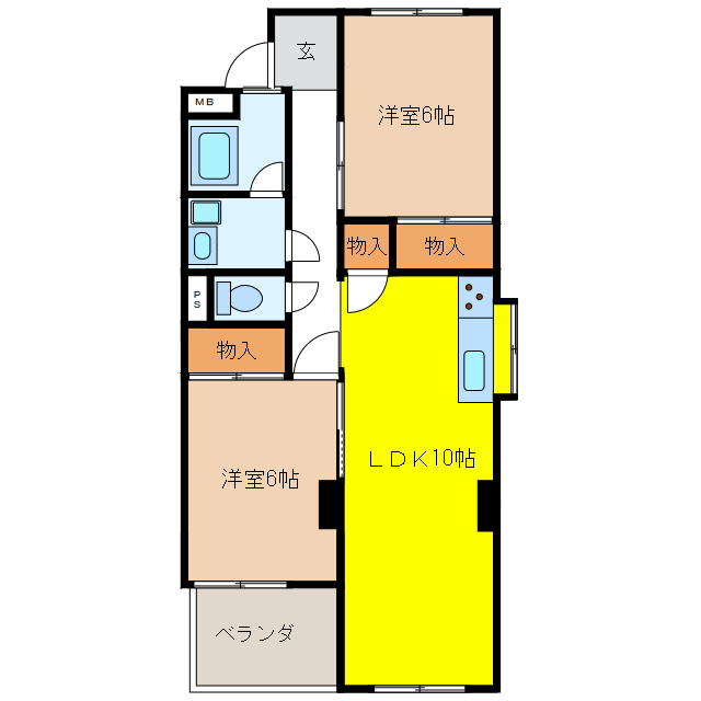 山県市高富のマンションの間取り