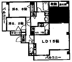 コスモプレイス長原の間取り