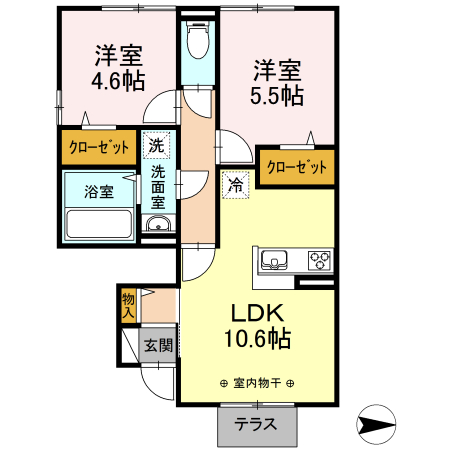 甲府市下今井町のアパートの間取り