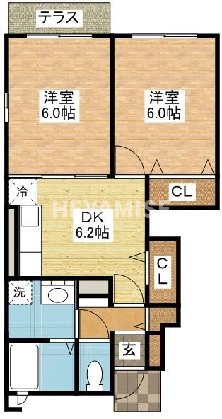 グラース　ノバ　柏野Bの間取り