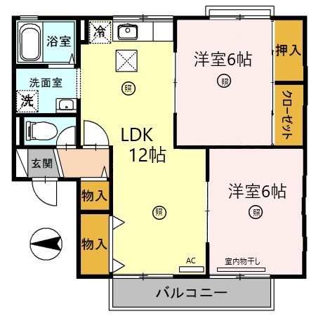 彦根市野田山町のアパートの間取り