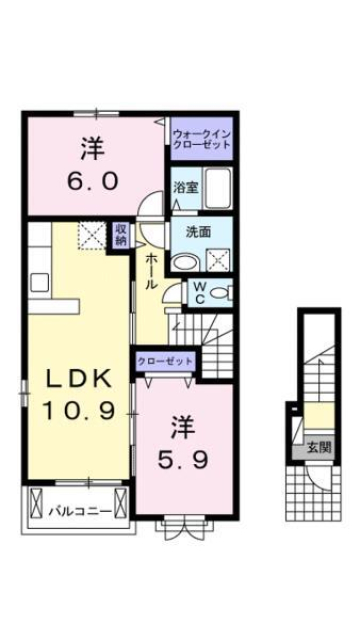 松山市堀江町のアパートの間取り