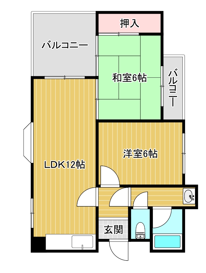 東大阪市川中のマンションの間取り