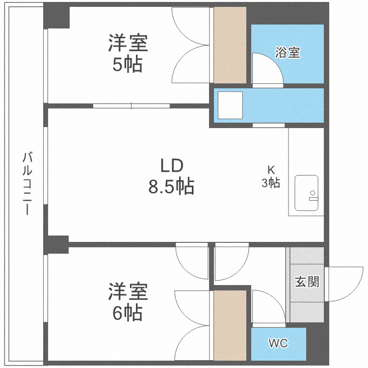 札幌市東区北四十三条東のマンションの間取り