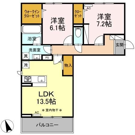 宇都宮市竹林町のアパートの間取り