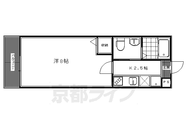 京都市左京区田中古川町のマンションの間取り