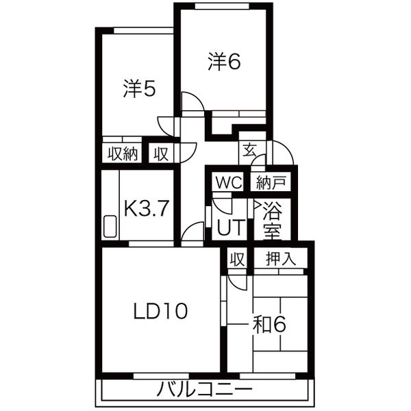 札幌市東区北三十条東のマンションの間取り