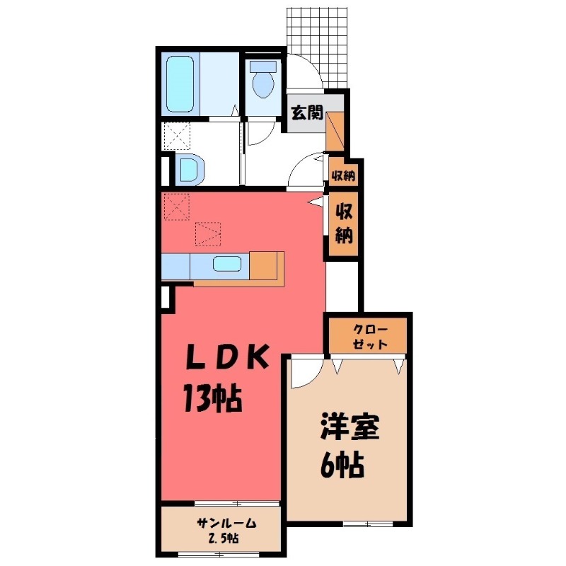 伊勢崎市境女塚のアパートの間取り