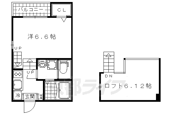 京都市伏見区淀池上町のアパートの間取り