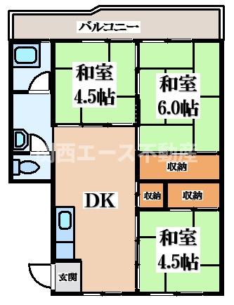 南海泉北線 泉ケ丘駅 徒歩23分 11階建 築55年の間取り写真