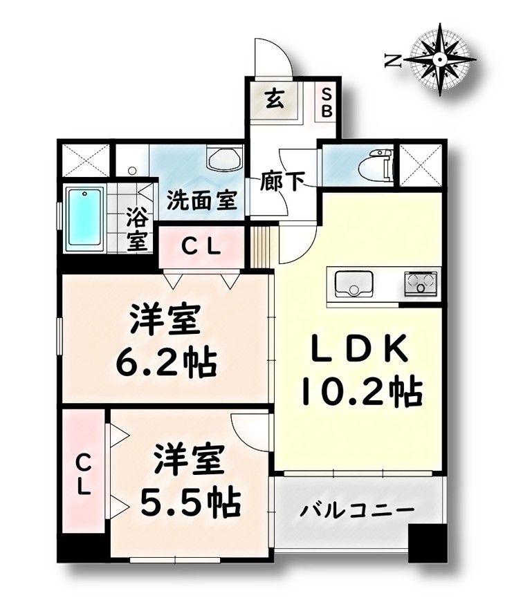 地下鉄名港線 名古屋港駅 徒歩2分 10階建 築14年の間取り写真