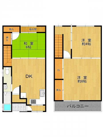 阪急神戸線 塚口駅 徒歩15分 2階建 築62年の間取り写真