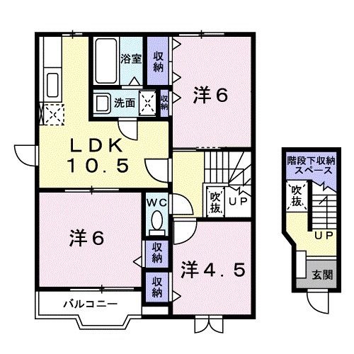 大竹市西栄のアパートの間取り