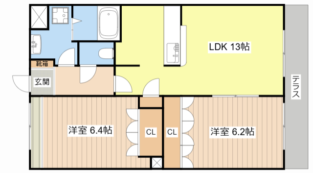 【甲賀市土山町大野のマンションの間取り】