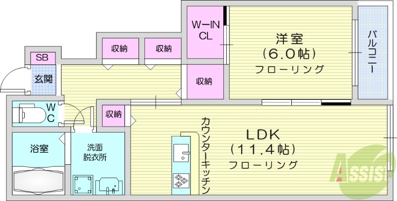 【岩沼市押分のアパートの間取り】