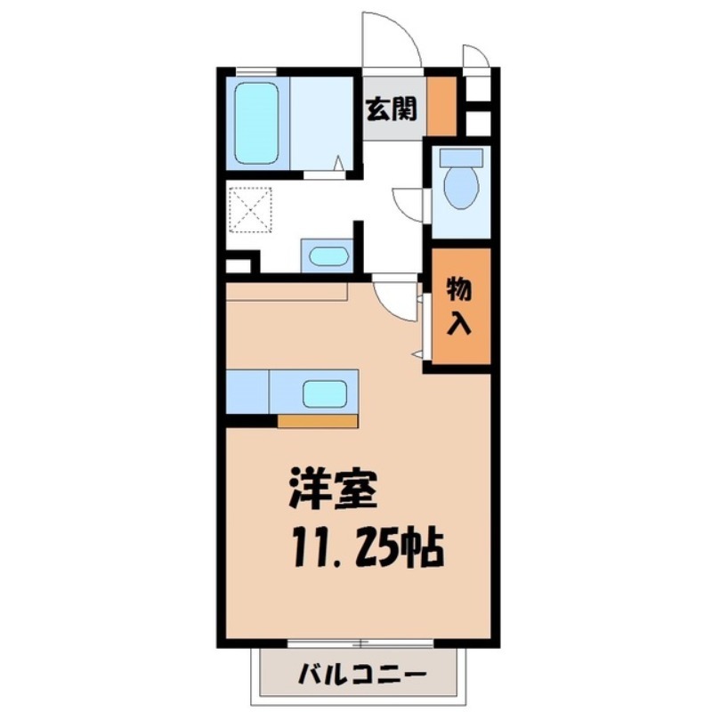 宇都宮市江曽島のアパートの間取り