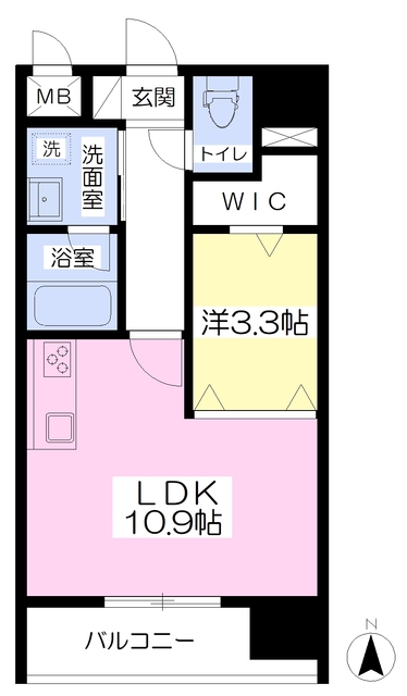 松山市千舟町のマンションの間取り