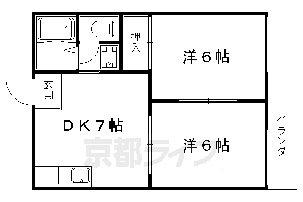 京都市伏見区日野西大道町のアパートの間取り