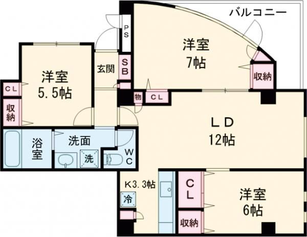 世田谷区経堂のマンションの間取り