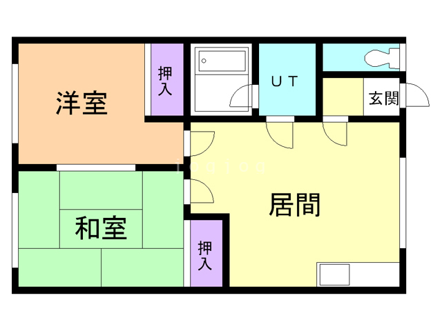 函館市日吉町のアパートの間取り