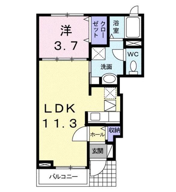 熊本市南区上ノ郷のアパートの間取り