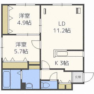 札幌市豊平区月寒西三条のマンションの間取り