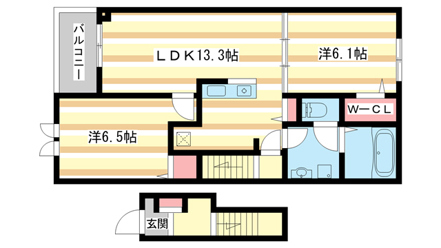 木津川市加茂町里のアパートの間取り