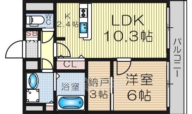 セレッソコートリバーサイドOSAKAの間取り